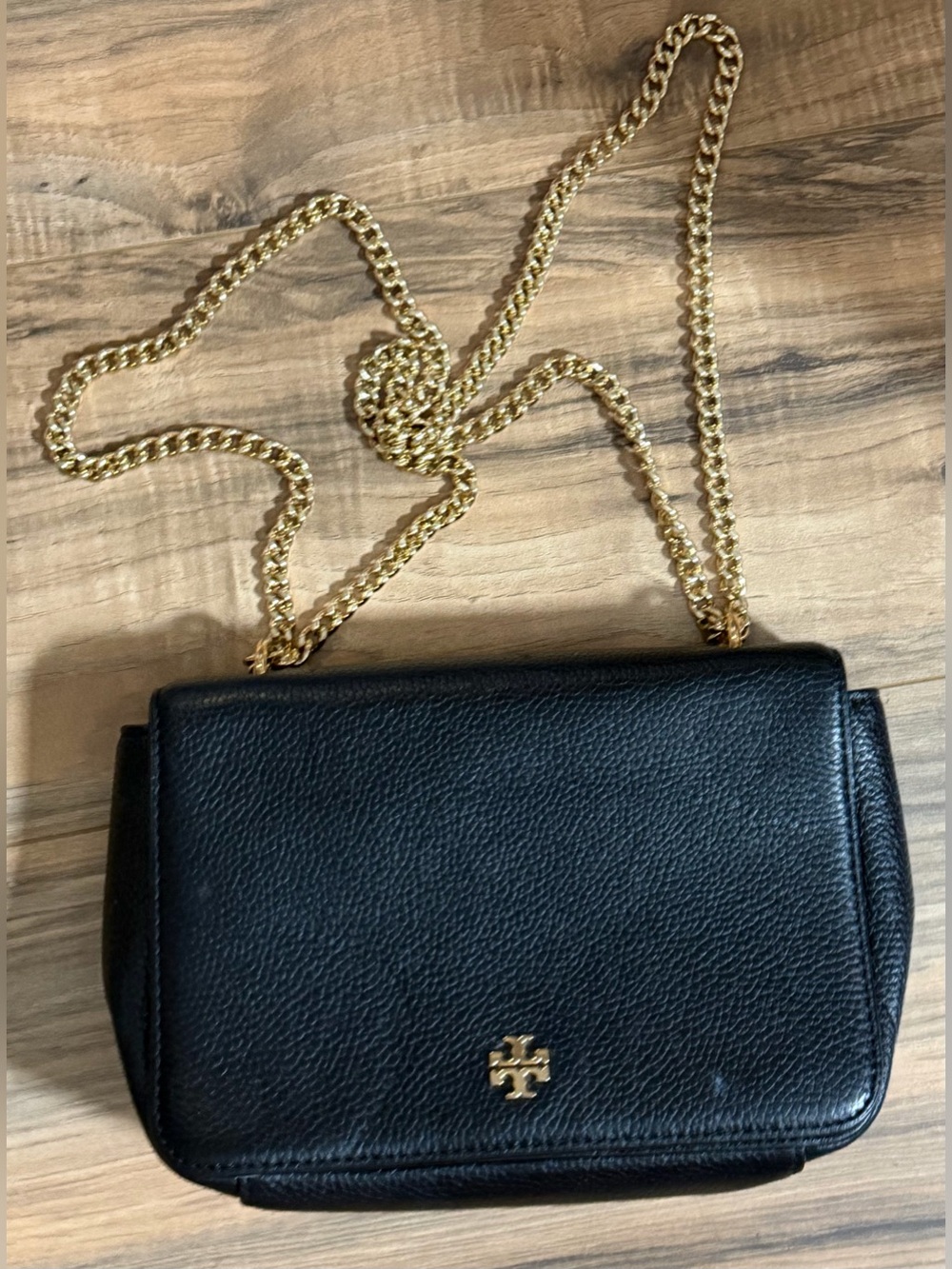 Tory Burch black crossbody / shoulder bag gold chain